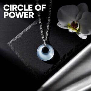 Shimmering Silver/Grey CatsEye Pendant + 19" Adjustable Stainless Steal Chain